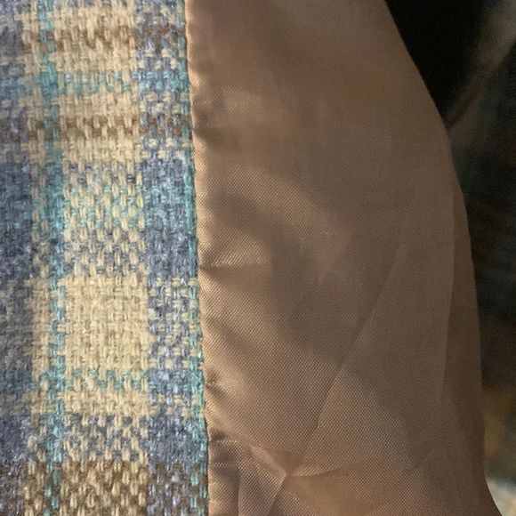 Vintage Plaid Blazer Light Academia Oversized Boxy Camel Blue XL - Picture 6 of 10